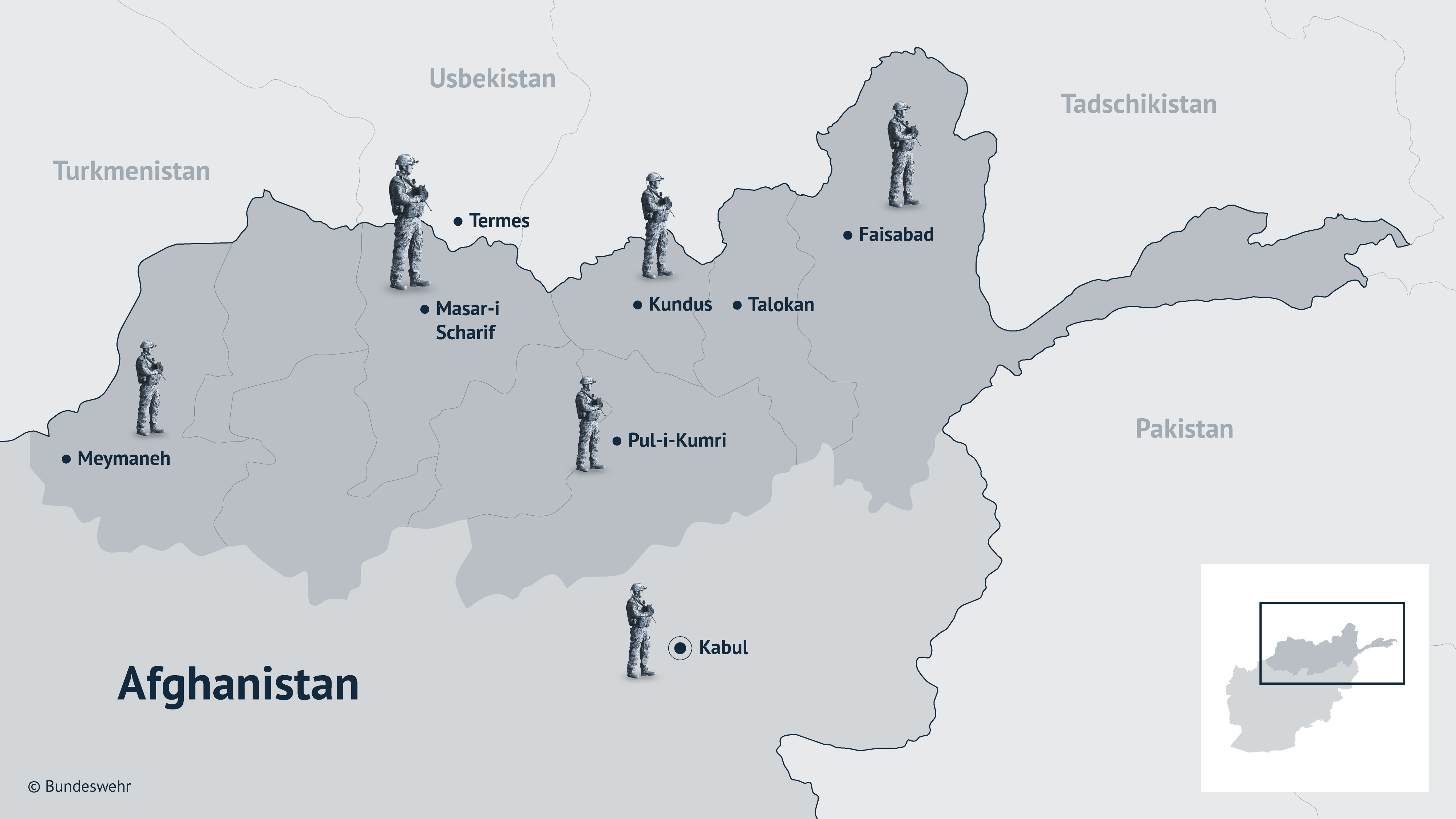 Infografik zeigt Soldaten und Städte auf einer Karte von Nordafghanistan 