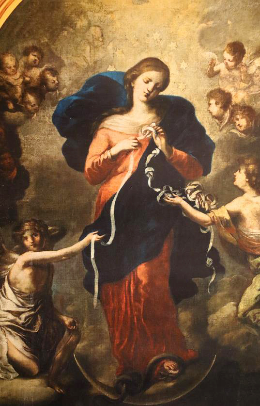 Bild der Gottesmutter Maria als der sogenannten „Knotenlöserin von Augsburg“ im neu gestalteten "Raum der Stille"