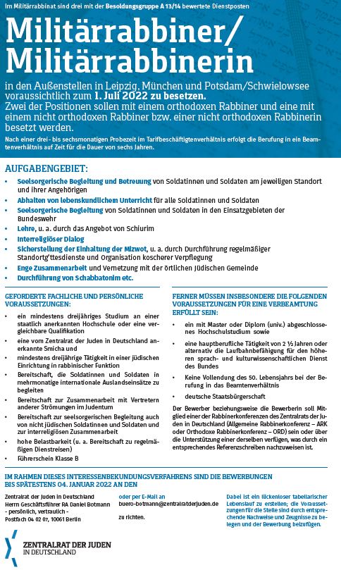 Eine Zeitungsanzeige mit Stellenausschreibung