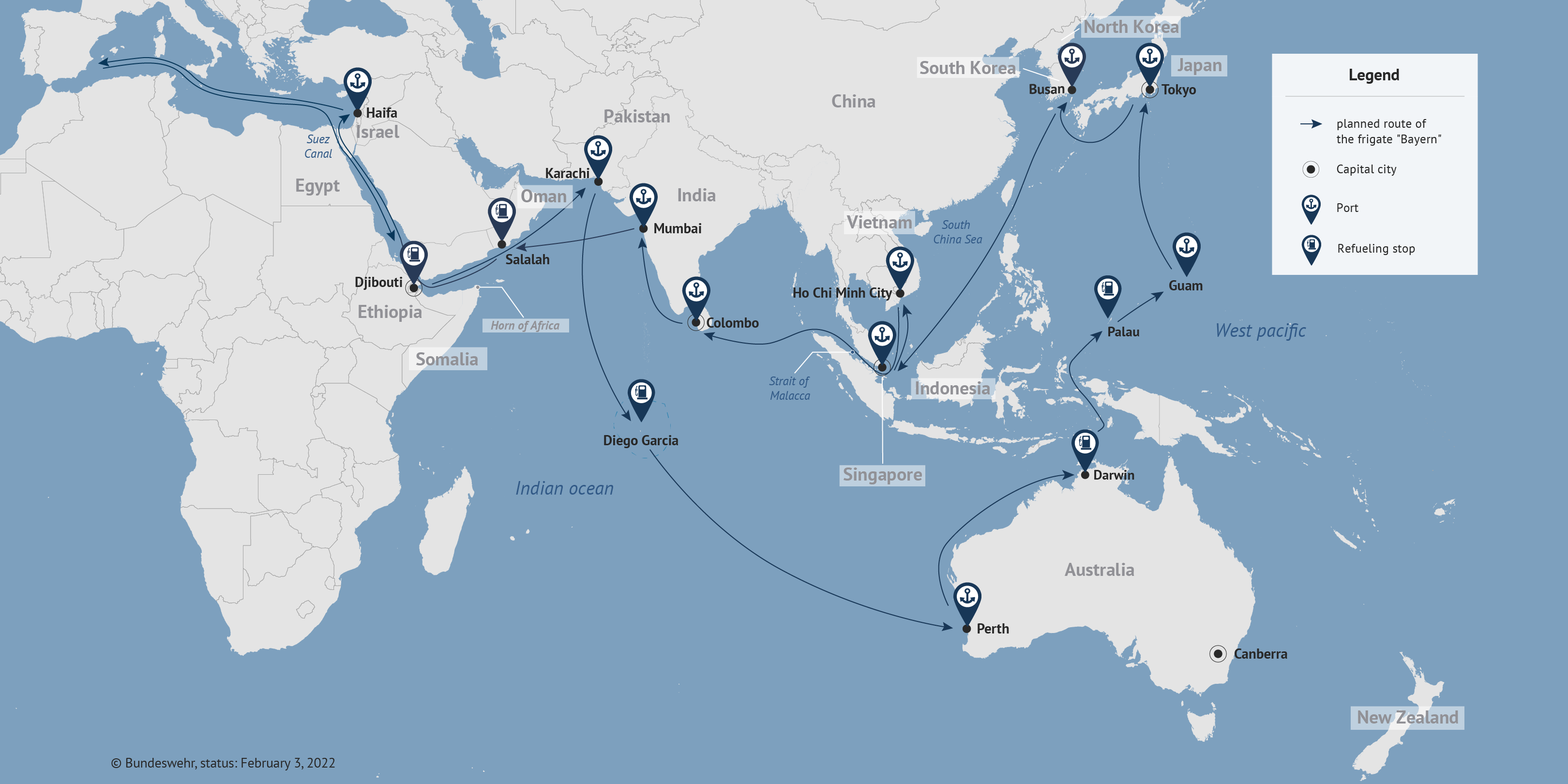 A map of the Western Pacific and the Indian Ocean.