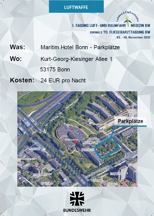 Übersicht der Parklplatzpreise des Maritim Hotel Bonn