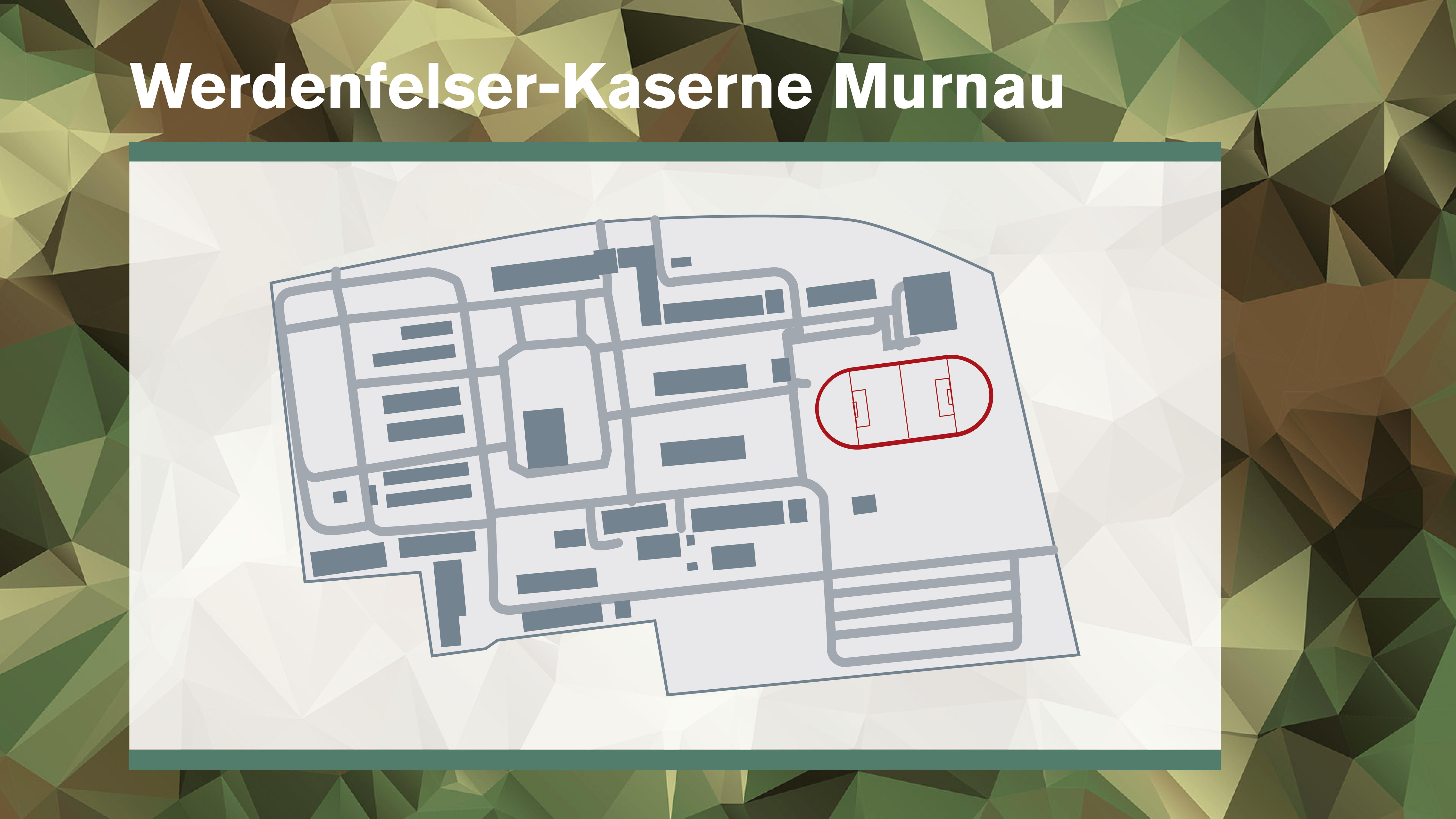 Eine digital bearbeiteter Lageplan der Kaserne.