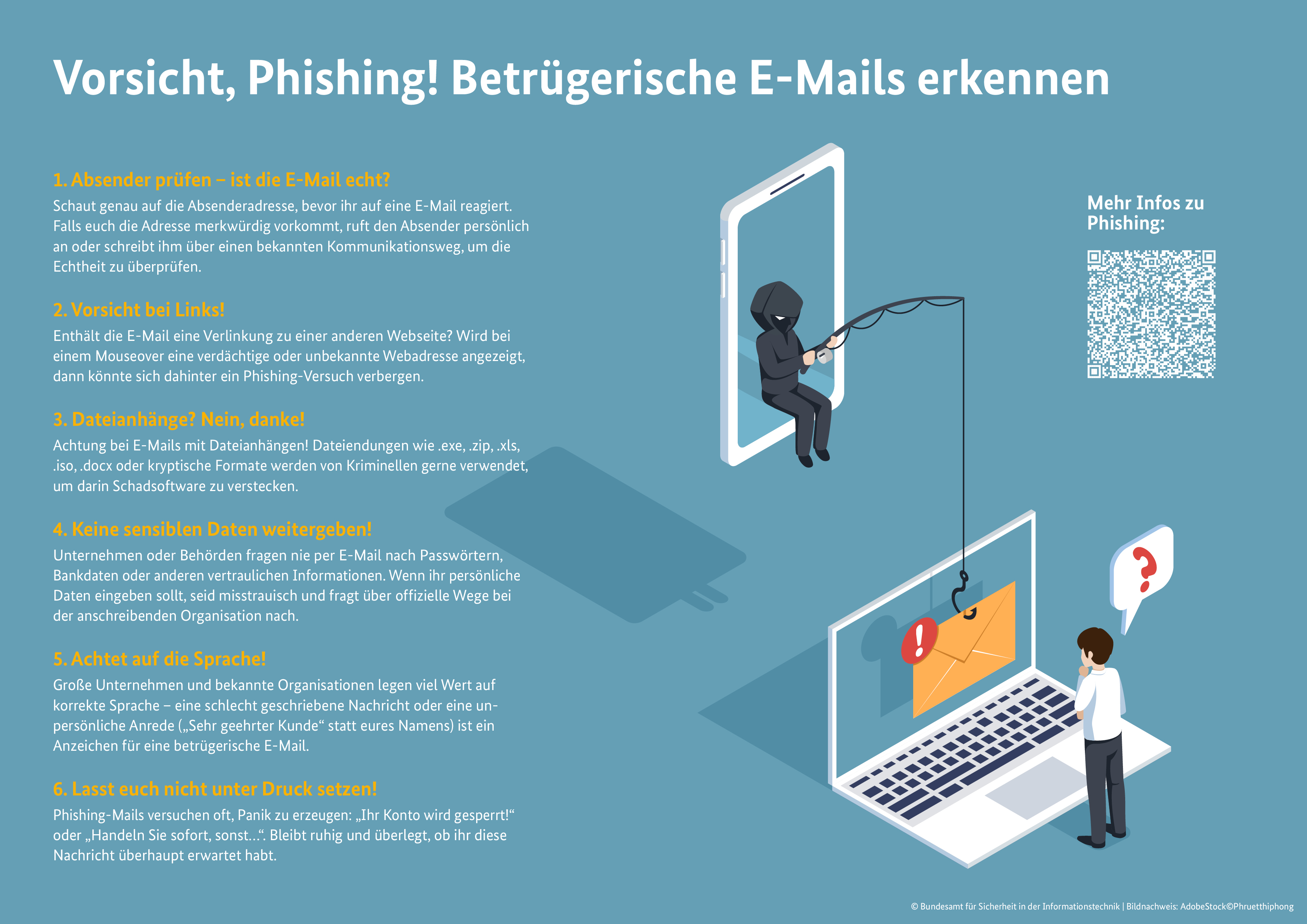 Infografik zu Phishing-Angriffen vom Bundesamt für Sicherheit in der Informationstechnik