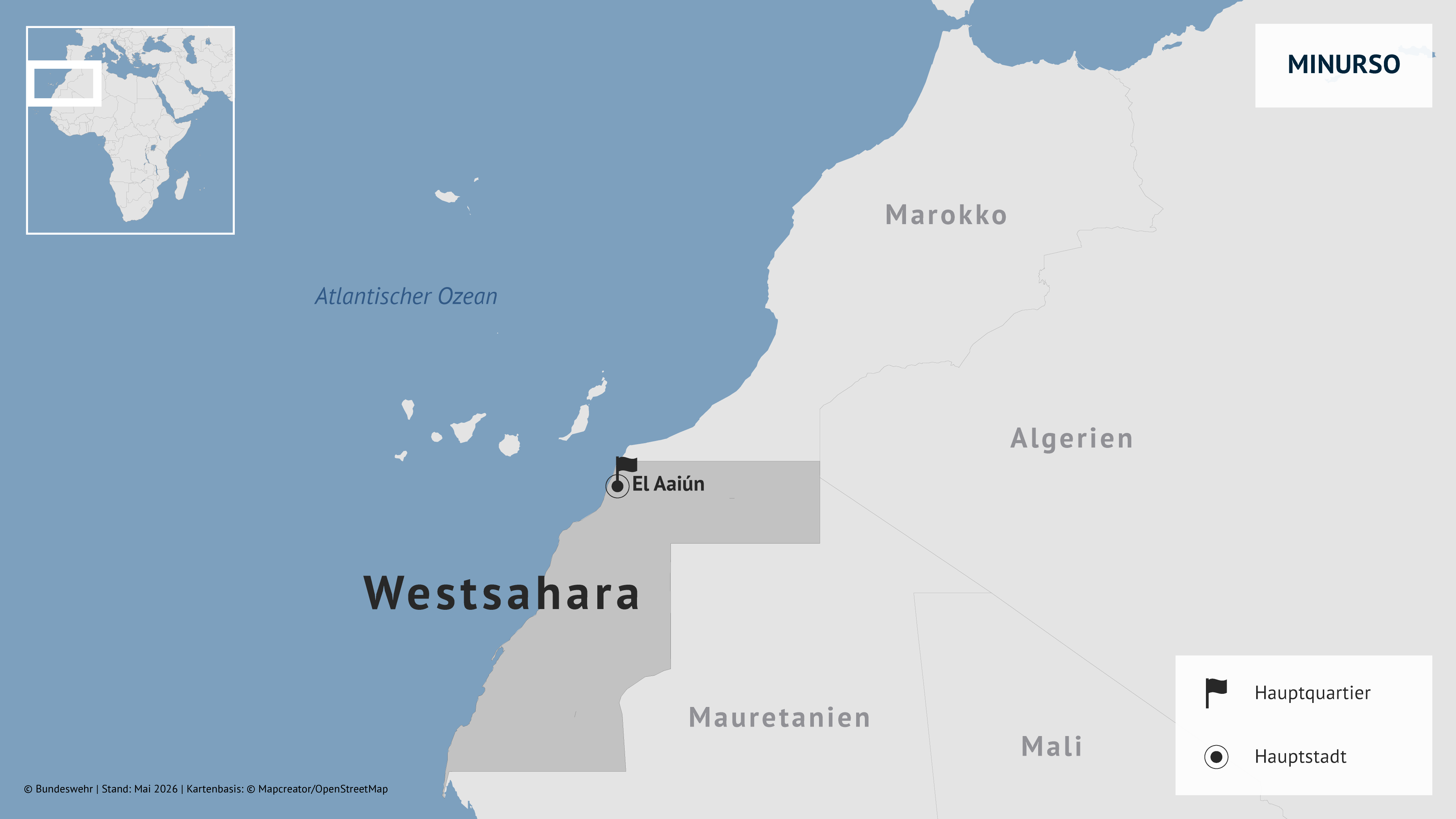 Die Grenzen des Einsatzgebietes in der Westsahara