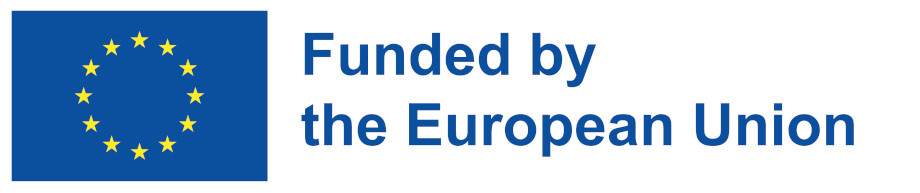 Die Flagge der EU mit dem Text Funded by the European Union