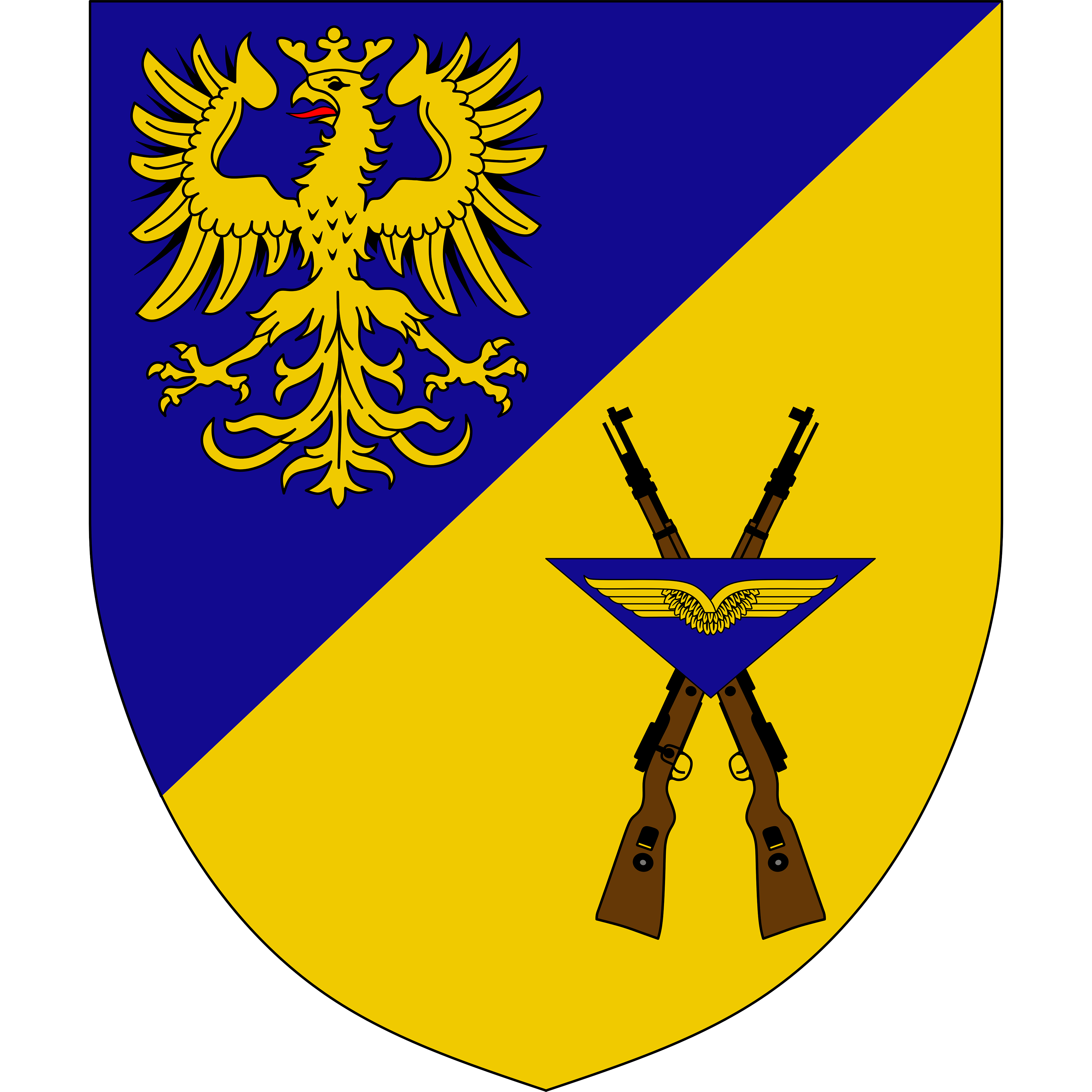 Das Wappen Luftwaffenausbildungsbataillon 1 zeigt einen Vogel und zwei gekreuzte Karabiner.