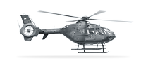 Schulungshubschrauber EC 135 freigestellt in Seitenansicht