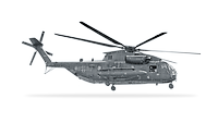 Transporthubschrauber CH-53 freigestellt in Seitenansicht