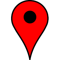 Ortsnadel in schwarz als Symbol für einen Ort