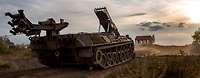 ILÜ Landstreitkräfte 2019: Brückenlegepanzer Biber Ein Panzer steht bei Sonnenuntergang am Rande eines Übungsplatzes.