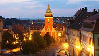 Rathaus Gothas und der obere Hauptmarkt Foto des Rathaus Gothas und der obere Hauptmarkt Gothas am Abend