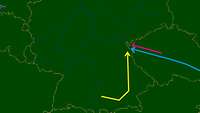 Teil 3 der Flugrouten des Passgierfliegers und der Alarmrotte.