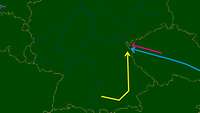 Teil 3 der Flugrouten des Passgierfliegers und der Alarmrotte.