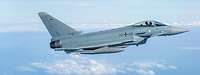 Ein Kampfflugzeug vom Typ Eurofighter in der Luft