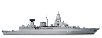 Fregatte F221 freigestellt in Seitenansicht