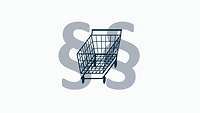a shopping cart with two section signs in the background