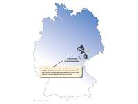 Die Deutschlandkarte mit dem markierten Geburtsort und dem Bild von Major Christoph Gallitzendörfer