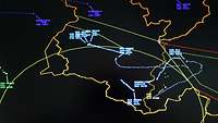 Der Ausschnitt zeigt den Luftraum über Davos im System der Luftraumüberwachung