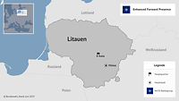 Eine Karte von Litauen, die das Einsatzgebiet von Enhanced Forward Presence (EFP) zeigt