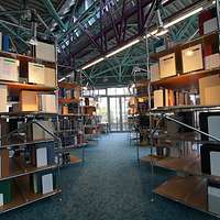 Room with shelves full of literature