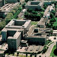 Aerial photo of group of buildings