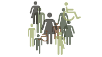 Menschen mit vielfältigen Merkmalen Die Grafik zeigt Menschen mit und ohne Behinderung