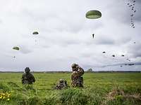 Fallschirmjäger Seedorf Übung Red Griffin Soldaten des Fallschirmspezialzuges 31 aus Seedorf steuern den Freifall der Fallschirmjäger