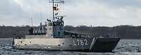 Mehrzweckslandungsboot „Lachs“ Ein Boot der Bundeswehr in See.