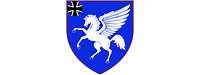 Das Verbandsabzeichen zeigt ein nach rechts springendes weißes Pegasus auf blauem Grund. Oben rechts steht das Eiserne Kreuz.