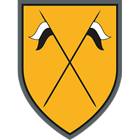 Auf goldenem Grund Reiterlanzen als Zeichen der Kavallerie, mit silbern-schwarzen Lanzenflaggen. 