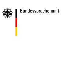 Die Wort-Bild-Marke der Bundesregierung mit Bundesadler, stilisierter Deuschlandflagge und dem Schriftzug Bundessprachenamt.