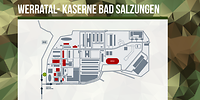Grafische Darstellung des Kasernengeländes mit roten und grauen Flächen