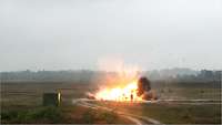 An explosion with a huge fireball at a test range