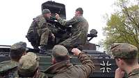 Soldiers during training at the turret of the Marder infantry combat vehicle