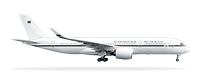 Ein Flugzeug vom Typ Airbus A350-900 freigestellt in Seitenansicht