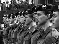 Soldaten stehen nebeneinander beim Gelöbnis