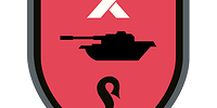 Auf der Panzertruppenfarbe Rosa gekreuzte Niedersachsenrösser, ein Panzer, ein L für Lehrbrigade.