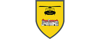 Auf dem goldenen Wappen ist das Schloss aus Celle abgebildet. Darüber fliegt ein Hubschrauber.
