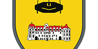 Auf dem goldenen Wappen ist das Schloss aus Celle abgebildet. Darüber fliegt ein Hubschrauber.