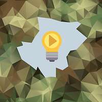 Die Grafik zeigt eine Glühbirne, die aus dem polygonen Hintergrund bricht