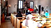 Gottesdienstbesucher in der katholischen Kapelle 