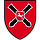 Wappen des Artillerielehrbataillons 325 Auf Rot kreuzen zwei schwarze Kanonenrohre, darauf das Landeswappen von Niedersachsen mit Ross.