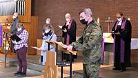 Oberstleutnant Christian Böhnstedt im Gottesdienst