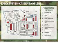 Kasernenplan Falckenstein-Kaserne Eine schematische Darstellung der Gebäude und Sportanlagen der Kaserne