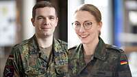 Auf der Collage sind Porträtfotos von Major Christoph Rumlow und Major Kim Dierks abgebildet. Beide blicken in die Kamera