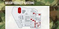 Grafische Darstellung des Kasernengeländes mit grauen und roten Flächen