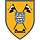 Auf dem goldenen Wappen prangt mittig das Wappen Thüringens unterlegt mit gekreuzten Lanzen, darunter Schloss Friedenstein.