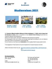 Plakat Studienreisen 2021