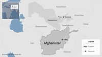 Eine Karte von Afghanistan und Usbekistan