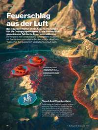 Eine Infografik zeigt den Operationsverlauf einer Übung in einem Gebirge